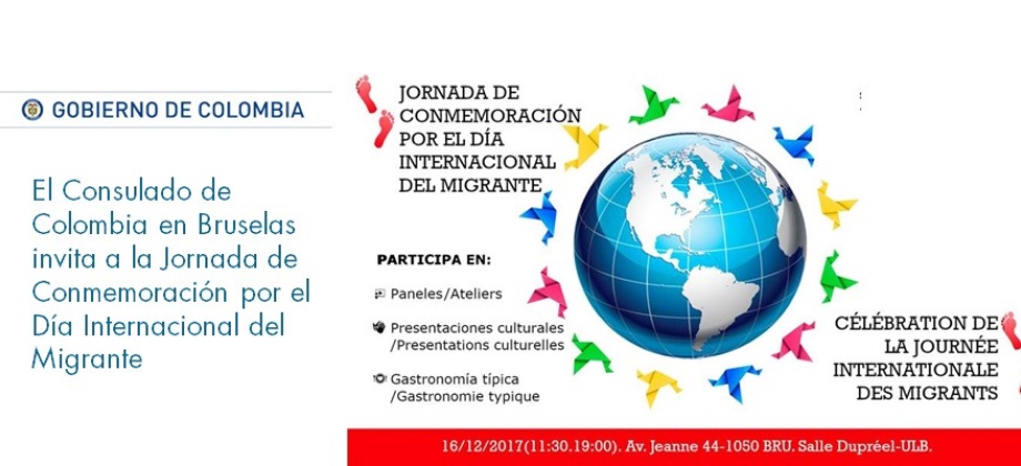 El Consulado de Colombia en Bruselas invita a la Jornada de Conmemoración por el Día del Migrante