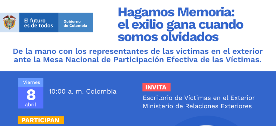 Encuentro virtual con las víctimas del conflicto armado en el exterior