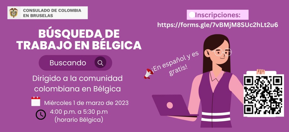 Consulado de Colombia en Bruselas invita a los connacionales a la charla sobre búsqueda de trabajo en Bélgica