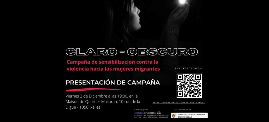 Consulado de Colombia en Bruselas invita a la sesión de cierre de Conversatorios de Sensibilización sobre Violencia de Género en un Contexto Migratorio, el 2 de diciembre de 2022