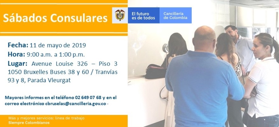 Consulado de Colombia en Bruselas estará abierto al público el próximo sábado 11 de mayo de 2019